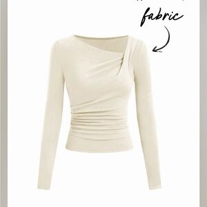 Cider Cream Asymmetrical Long Sleeve Top